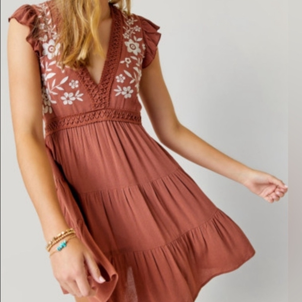 Embroidered Crochet Mini Dress by Francesca’s - Picture 1 of 5